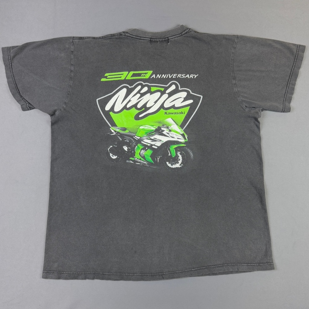 Vintage Y2K Kawasaki Ninja Motorcycle Promo Rare Faded Black Tee Shirt Tagged XL